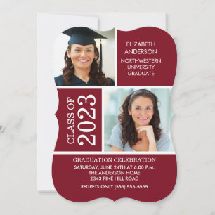 Invitación a graduación de fotos en blanco y marró