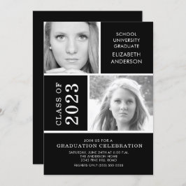 Invitación a graduación de fotos en blanco y negro
