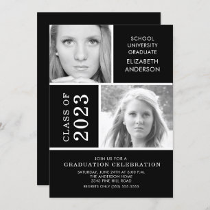 Invitación a graduación de fotos en blanco y negro