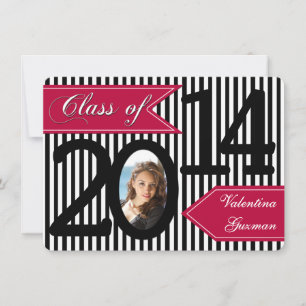 Invitación a graduación de fotos en franja roja bl
