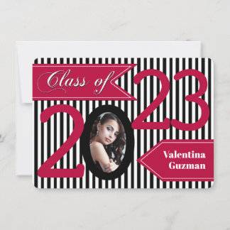 Invitación a graduación de fotos en franja roja bl