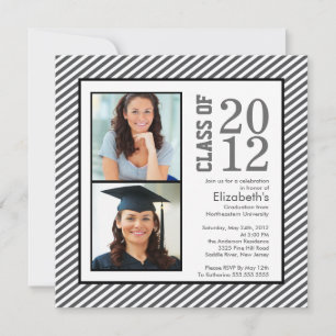Invitación a graduación de fotos en franjas grises