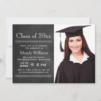 Invitación a graduación de fotos en pizarra