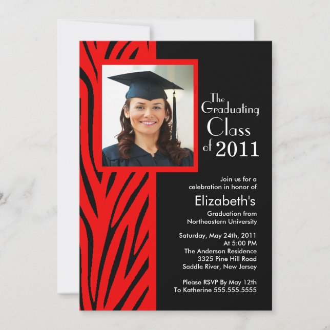 Invitación a graduación de fotos en Red Zebra (Anverso)