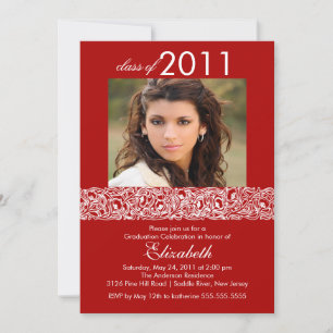 Invitación a graduación de fotos en rojo y blanco