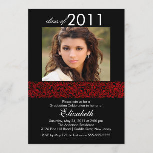 Invitación a graduación de fotos en rojo y negro
