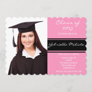 Invitación a graduación de fotos en rosa y negro