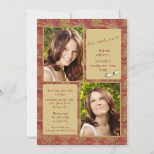 Invitación a graduación de fotos en tono de jewel