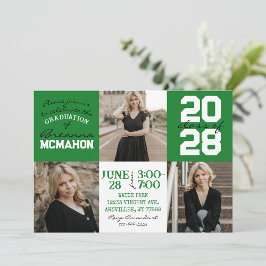 Invitación a graduación de fotos en verde y blanco
