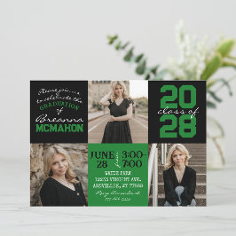 Invitación a graduación de fotos en verde y negro