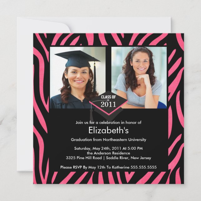 Invitación a graduación de fotos Impresión de cebr (Anverso)