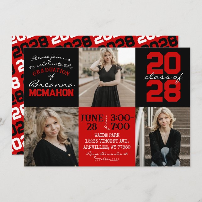Invitación a graduación de fotos Red & Black 3 (Subido por el creador)