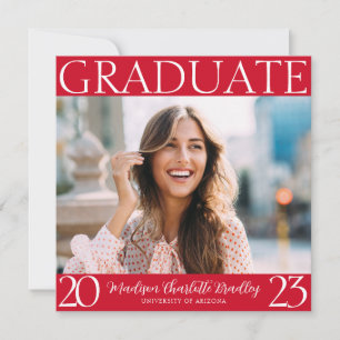 Invitación a graduación de fotos rojas negrita y m