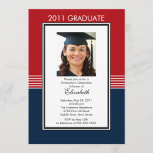 Invitación a graduación de fotos rojas y azules de