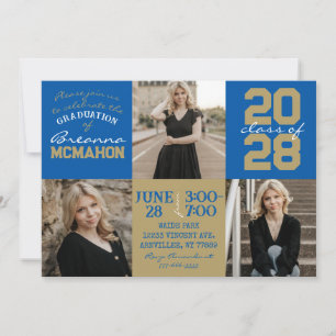 Invitación a graduación de fotos Royal Blue & Bron