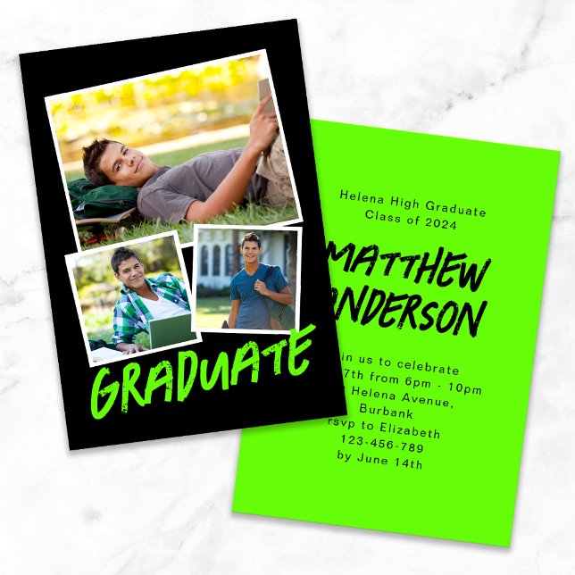 Invitación a graduación de fotos verdes de MINI SI (Subido por el creador)