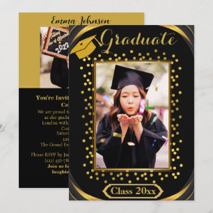 Invitación a graduación de fotos verticales en neg