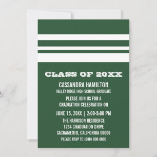 Invitación a graduación de franja negrita verde/bl