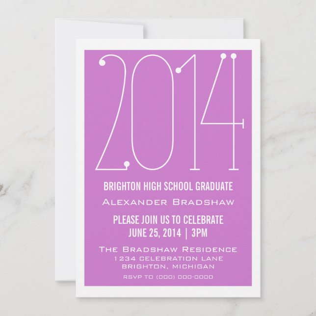 Invitación a graduación de Fuchsia Trendy 2014 (Anverso)
