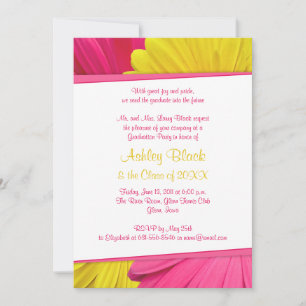 Invitación a graduación de Gerber Daisy amarillo r
