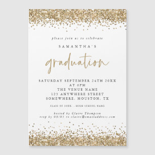 Invitación a graduación de Gold Purpurina Borders 