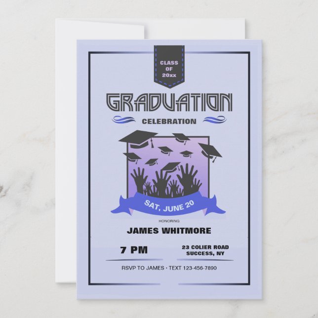 Invitación a graduación de gorra Toss (Anverso)