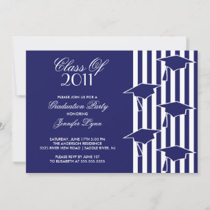 Invitación a graduación de Gorras Blue & White Gra