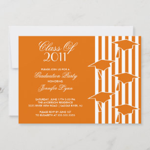 Invitación a graduación de Gorras Naranjas y blanc