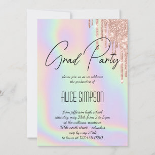 Invitación a graduación de goteo holográfico en ar