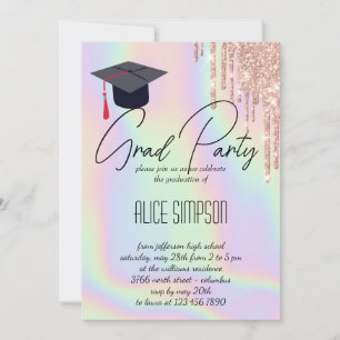Invitación a graduación de goteo holográfico en ar