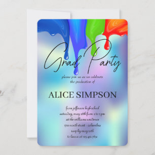 Invitación a graduación de goteo holográfico en ar