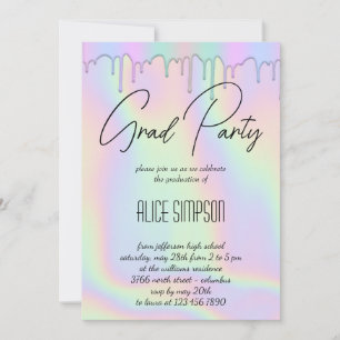 Invitación a graduación de goteo holográfico en ar