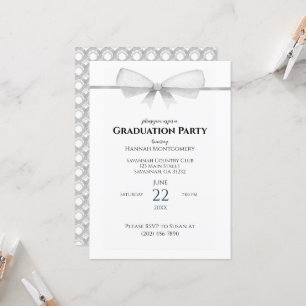 Invitación a graduación de Grey Coquette Bow