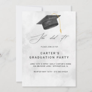 Invitación a graduación de Grunge negro y amarillo