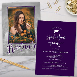 Invitación a graduación de guión de foto simple pú