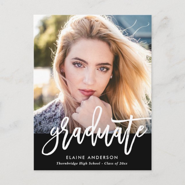 Invitación a graduación de guión de pincel moderno (Anverso)