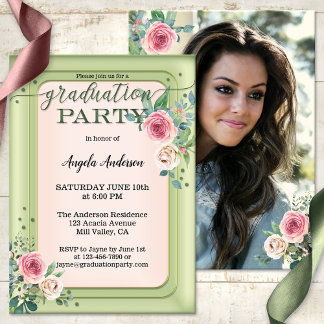 Invitación a graduación de guión de Rosa de fotos