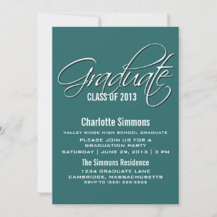 Invitación a graduación de guión elegante verde az