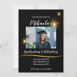 Invitación a graduación de guiones con clase negra