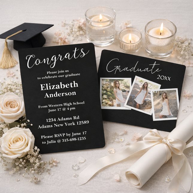 Invitación a graduación de guiones modernos de tre (Subido por el creador)