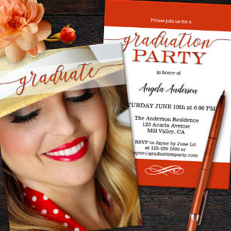 Invitación a graduación de guiones rojos de tu fot