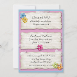 Invitación a graduación de hibiscos de papel despo