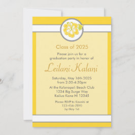 Invitación a graduación de hibiscus amarillo hawai
