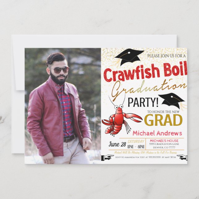 Invitación a graduación de hierba de langosta (Anverso)