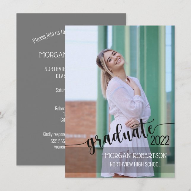 Invitación a graduación de imágenes con guión eleg (Anverso / Reverso)