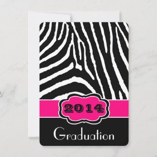 Invitación a graduación de impresión de cebra rosa