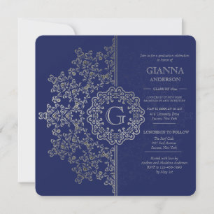 Invitación a graduación de impresión plateada