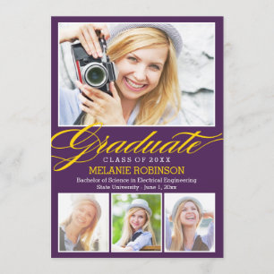 Invitación a graduación de inicio brillante - Púrp