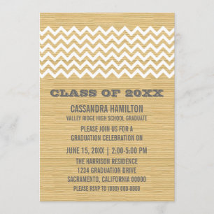 Invitación a graduación de Ivory Rustic Chevron