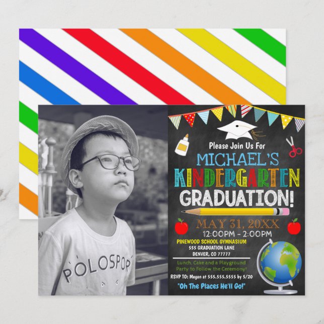  Invitación a graduación de jardines de infancia (Anverso / Reverso)